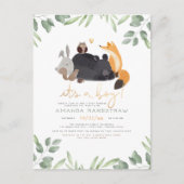 Het is een jongen! Baby shower van het bos van bos Briefkaart (Voorkant)