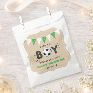 Het is een jongen! Baby shower van het Soccer ThME Bedankzakje