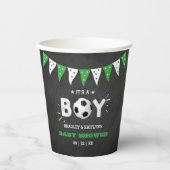 Het is een jongen! Baby shower van het Soccer ThME Papieren Bekers (Voorkant)