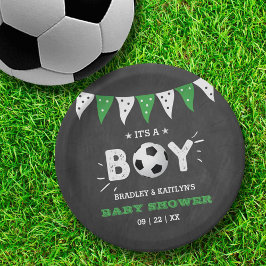 Het is een jongen! Baby shower van het Soccer ThME Papieren Bordje