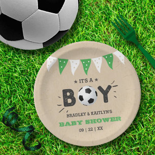 Het is een jongen! Baby shower van het Soccer ThME Papieren Bordje