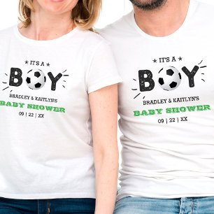 Het is een jongen! Baby shower van het Soccer ThME T-shirt