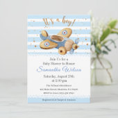 Het is een jongen!  Baby shower van het Speelgoed Kaart (Staand voorkant)