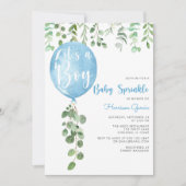 Het is een jongen baby sprinkle eucalyptusballon i kaart (Voorkant)