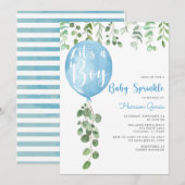 Het is een jongen baby sprinkle eucalyptusballon i kaart (Voorkant / Achterkant)