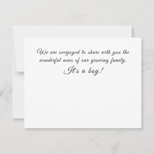 Het is een jongen Baby Zwangerschap Geslacht onthu Aankondiging (Achterkant)