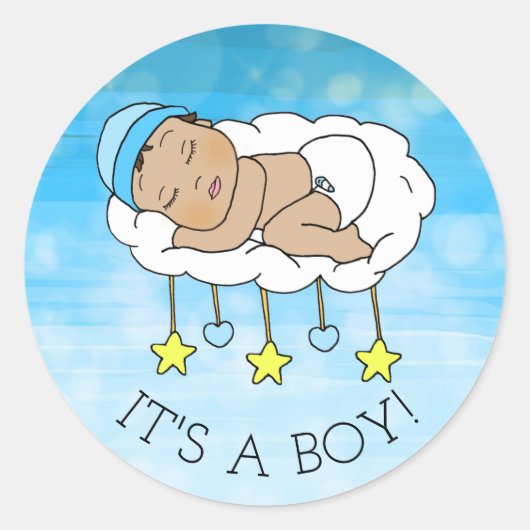 Het is een jongen, babyfeestje of geboorteaankondi ronde sticker (Voorkant)