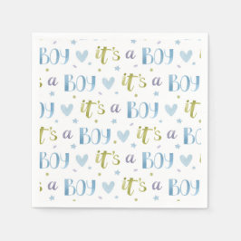 Het is een jongen Babyshower Papieren servetten, B Servet