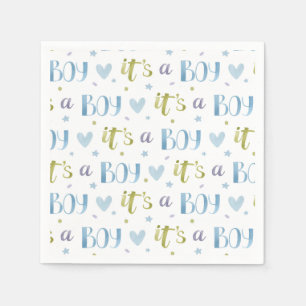 Het is een jongen Babyshower Papieren servetten, B Servet