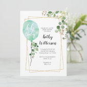 Het is een jongen Ballon Greenery oh baby shower Kaart (Staand voorkant)