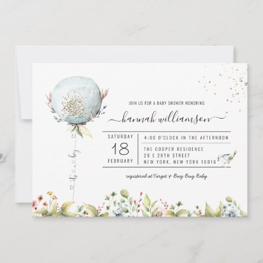 Het is een Jongen Ballon | Uitnodiging tot Baby sh (Voorkant)