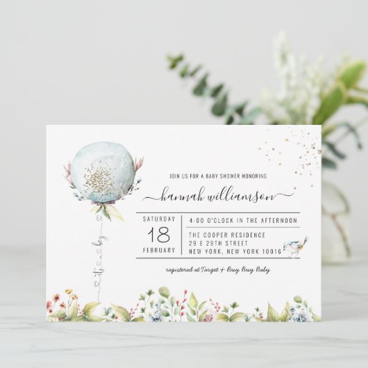 Het is een Jongen Ballon | Uitnodiging tot Baby sh (Staand voorkant)