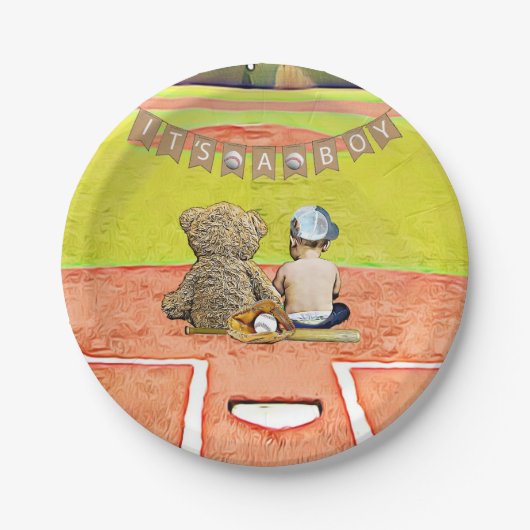 Het is een jongen, Baseball Baby shower van de jon Papieren Bordje (Voorkant)