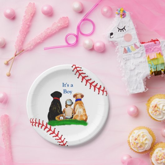 Het is een jongen, | Baseball Theme Baby shower Papieren Bordje (Feest)