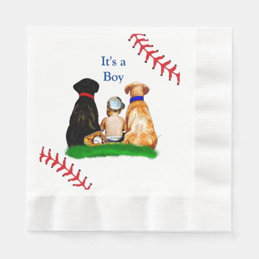 Het is een jongen, | Baseball Theme Baby shower Servet (Voorkant)