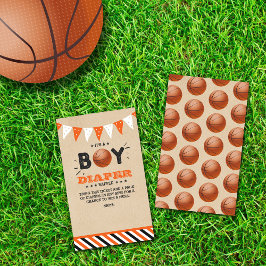 Het is een jongen! Basketbal Baby shower Luier Raf Informatiekaartje
