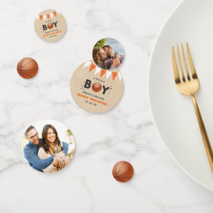 Het is een jongen! Basketbal thema Baby shower Fot Confetti