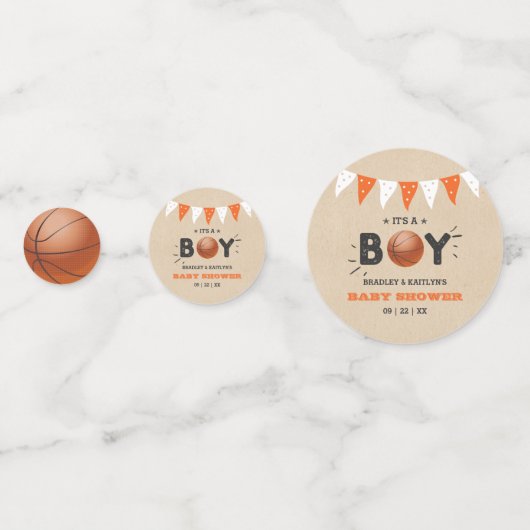 Het is een jongen! Basketbal thema Baby shower Fot Confetti (Voorkanten)