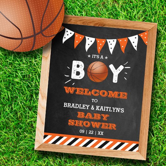 Het is een jongen! Basketbal thema Baby shower Wel Poster