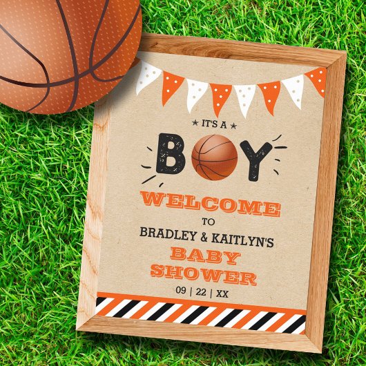 Het is een jongen! Basketbal thema Baby shower Wel Poster