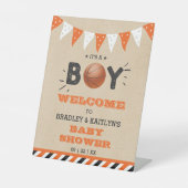 Het is een jongen! Basketbal thema Baby shower Wel Reclamebord Met Voetstuk (Voorkant)