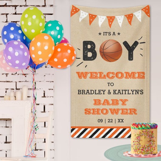 Het is een jongen! Basketbal thema Baby shower Wel Spandoek
