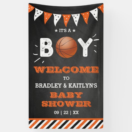 Het is een jongen! Basketbal thema Baby shower Wel Spandoek (Verticaal)