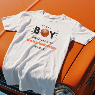 Het is een jongen! Basketbal Thema Co-ed Baby Show T-shirt