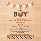 Het is een jongen! Basketball ThMED Co-ed Baby sho Acryl Uitnodigingen (Voorkant)