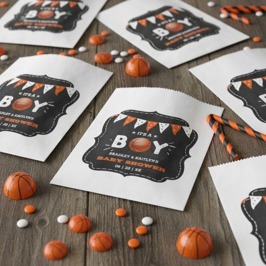 Het is een jongen! Basketball ThMED Co-ed Baby sho Bedankzakje