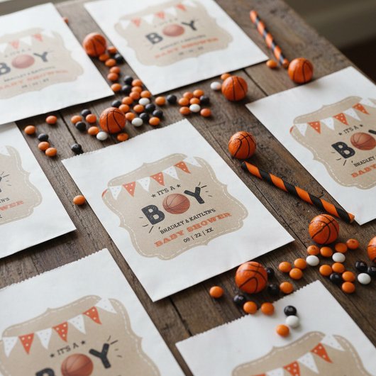 Het is een jongen! Basketball ThMED Co-ed Baby sho Bedankzakje