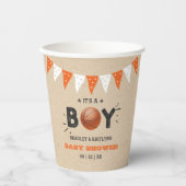 Het is een jongen! Basketball ThMED Co-ed Baby sho Papieren Bekers (Voorkant)