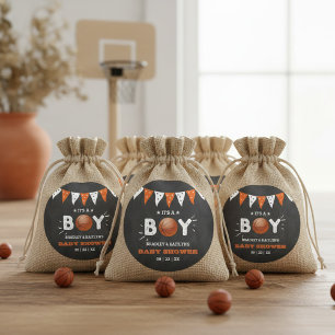 Het is een jongen! Basketball ThMED Co-ed Baby sho Ronde Sticker