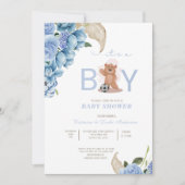Het is een jongen beer schattig blauw baby shower kaart (Voorkant)