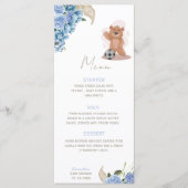 Het is een jongen beer schattig blauw baby shower menu (Voorkant)