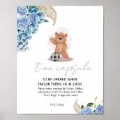 Het is een jongen beer schattig blauw baby shower  poster (Voorkant)