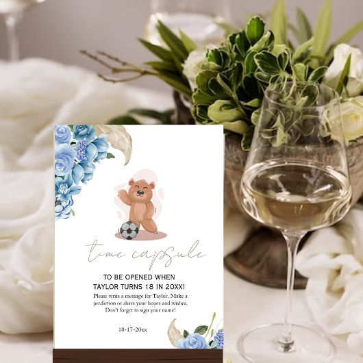 Het is een jongen beer schattig blauw baby shower  poster