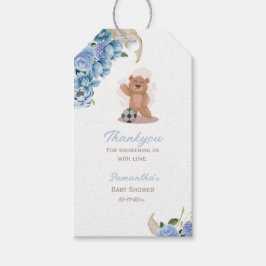 Het is een jongen beer schattig blauw dank je baby cadeaulabel