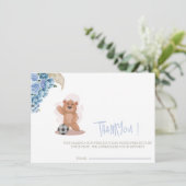 Het is een jongen beer Thankyou card blauw baby sh (Staand voorkant)