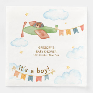 Het Is Een Jongen Beer Vliegtuig Lucht Baby Shower Servet