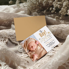 Het is een jongen! Blauw Baby shower – Schattige & Kaart