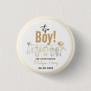 Het is een jongen! Blauw Baby shower – Schattige & Ronde Button 3,2 Cm