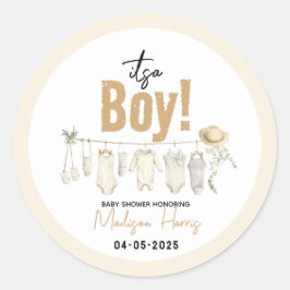 Het is een jongen! Blauw Baby shower – Schattige & Ronde Sticker
