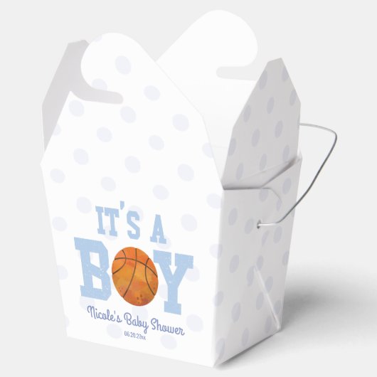Het is een jongen! Blauw basketbal Baby shower Bedankdoosjes (Geopend)