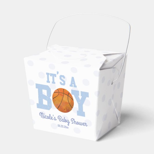 Het is een jongen! Blauw basketbal Baby shower Bedankdoosjes (Voorkant Zijde)