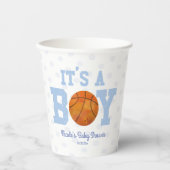 Het is een jongen! Blauw basketbal Baby shower Papieren Bekers (Voorkant)