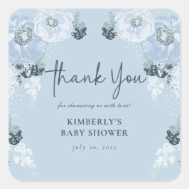 Het is een jongen - Blauw bloemend babyfeestje Vierkante Sticker