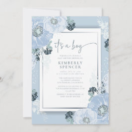 Het Is Een Jongen Blauw Bloemstuk Baby Shower Kaart
