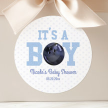 Het is een jongen! Blauw Bowling Ball Baby shower 