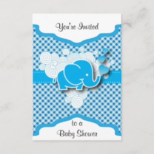 Het is een jongen, blauw en wit geplakt met Baby o Kaart